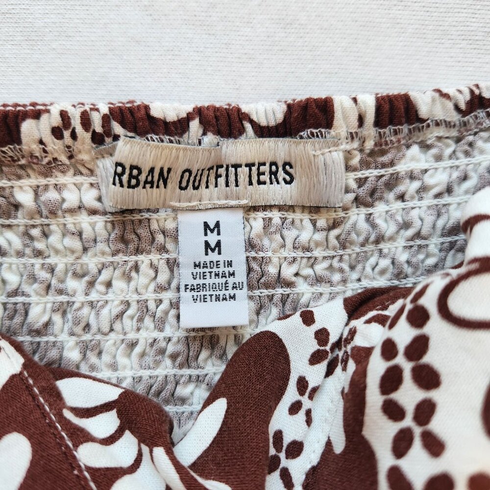 Urban Outfitters Brown White Floral Halter Mini Dress Summer Beach Festival Cute - Picture 5 of 10
